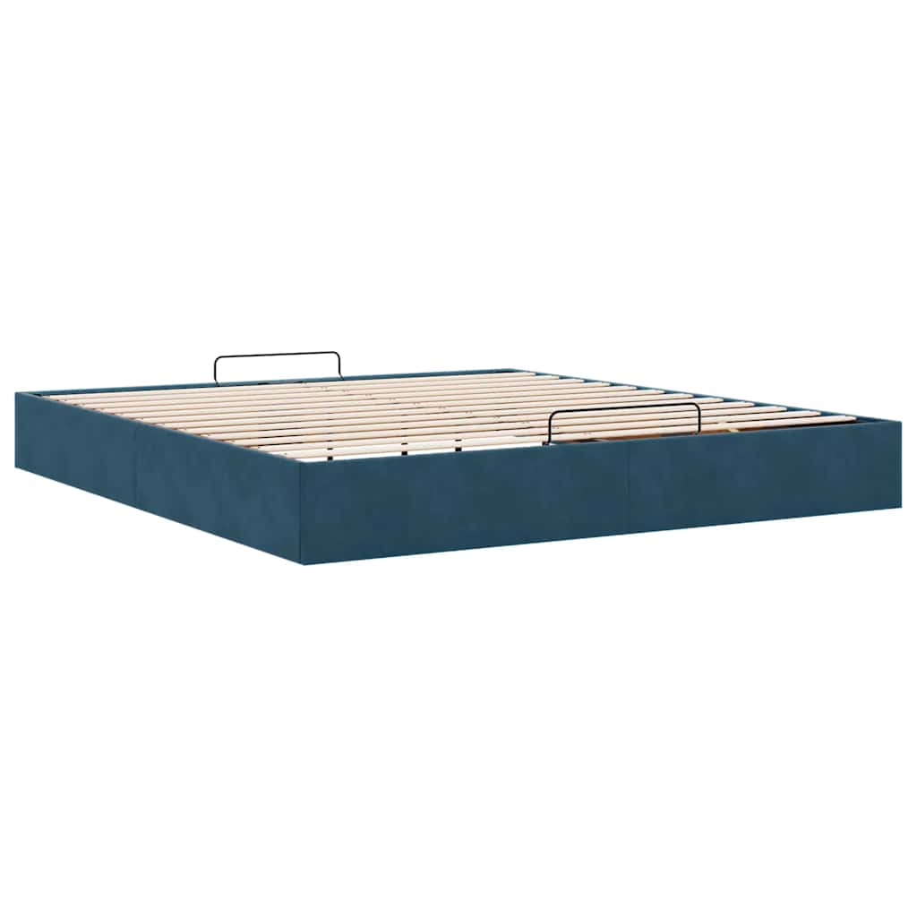osmannisk sengeramme uden madras 200x200 cm fløjl mørkeblå