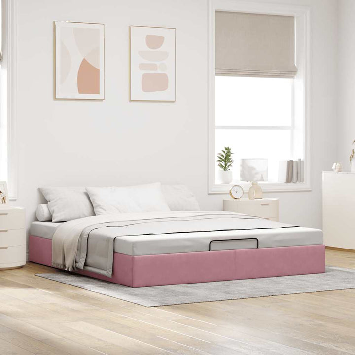 osmannisk sengeramme uden madras 200x200 cm fløjl lyserød