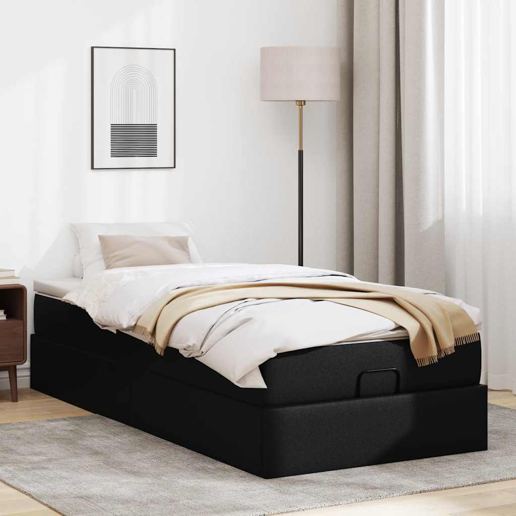 osmannisk sengeramme med madras 80x200 cm kunstlæder sort