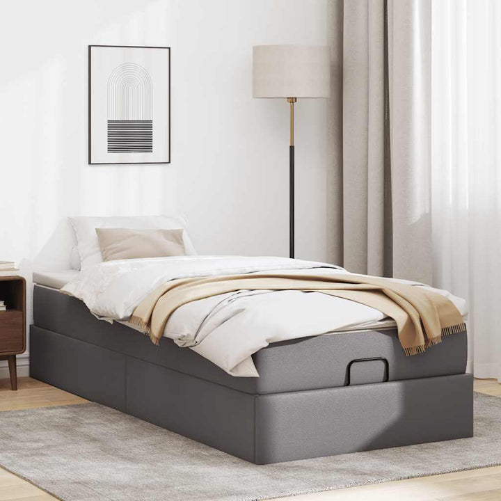 osmannisk sengeramme med madras 80x200 cm kunstlæder grå