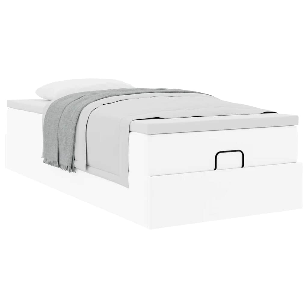 osmannisk sengeramme med madras 90x190 cm kunstlæder hvid