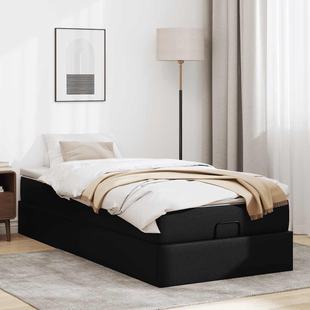 osmannisk sengeramme med madras 90x200 cm kunstlæder sort