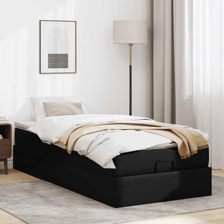 osmannisk sengeramme med madras 90x200 cm kunstlæder sort