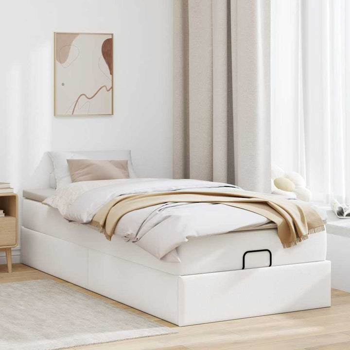 osmannisk sengeramme med madras 90x200 cm kunstlæder hvid