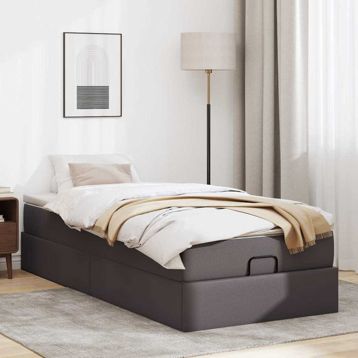 osmannisk sengeramme med madras 90x200 cm kunstlæder grå