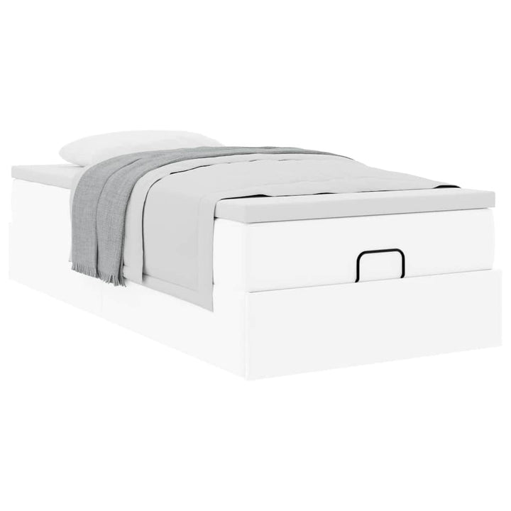 osmannisk sengeramme med madras 100x200 cm kunstlæder hvid