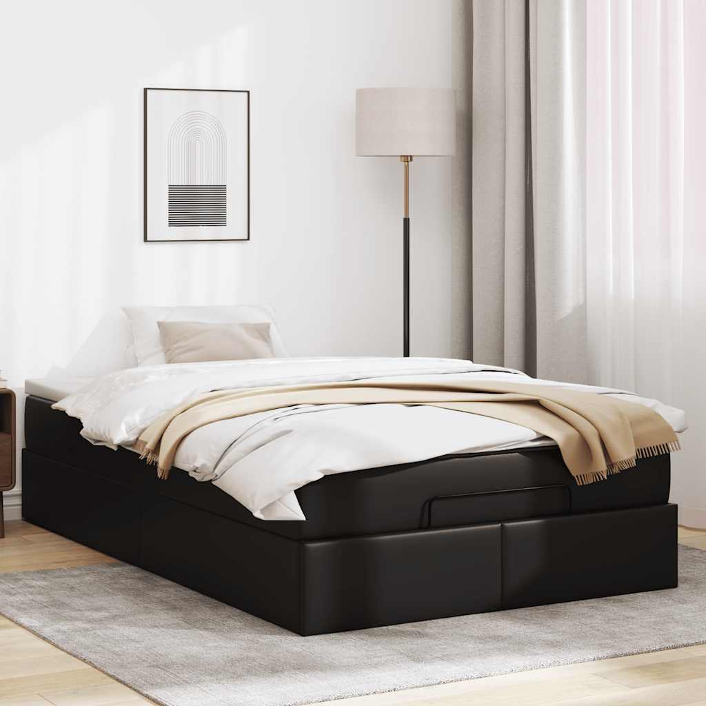 osmannisk sengeramme med madras 120x190 cm kunstlæder sort