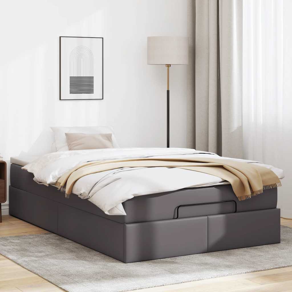 osmannisk sengeramme med madras 120x190 cm kunstlæder grå