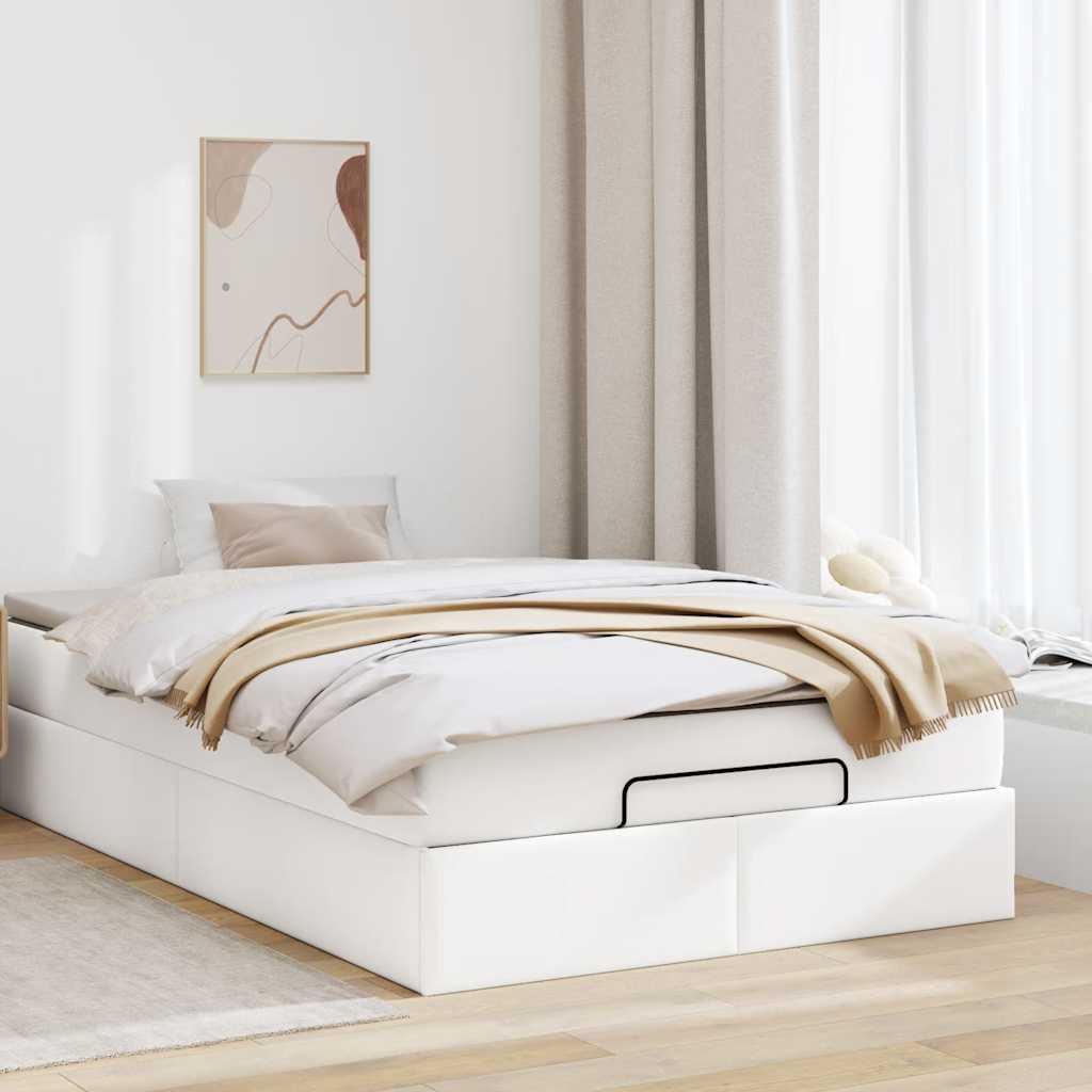 osmannisk sengeramme med madras 120x200 cm kunstlæder hvid