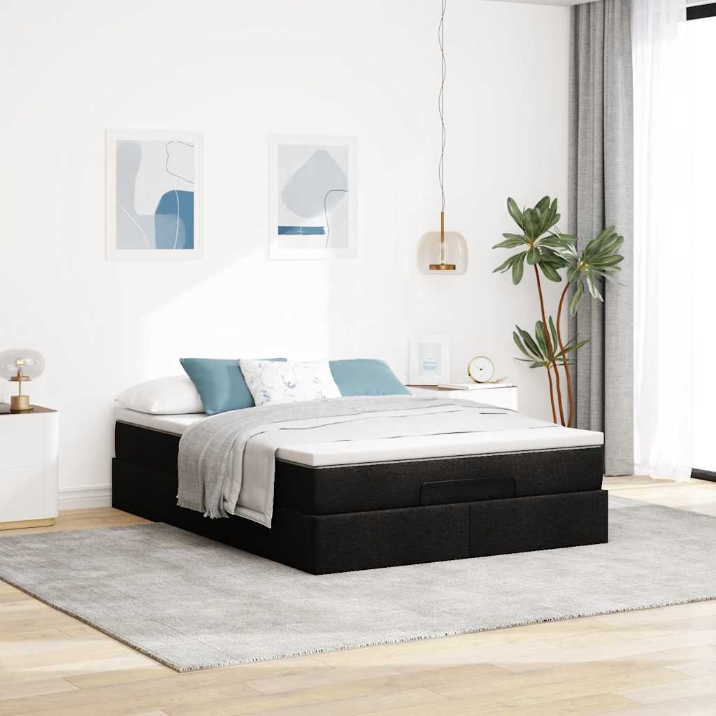 osmannisk sengeramme med madras 140x200 cm kunstlæder sort