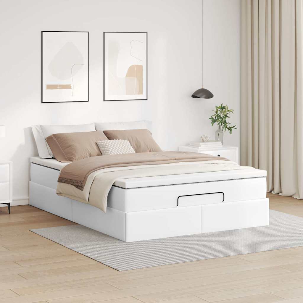 osmannisk sengeramme med madras 140x200 cm kunstlæder hvid