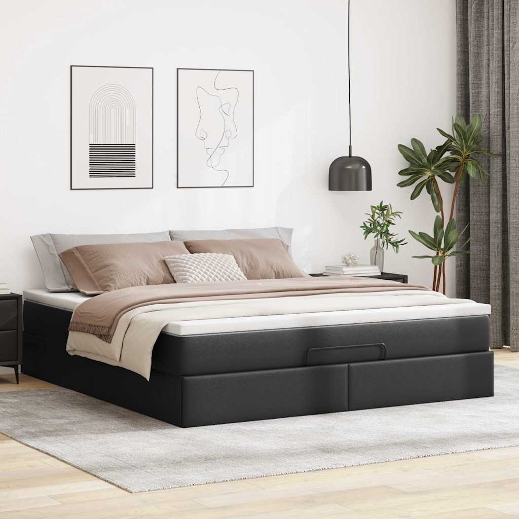 osmannisk sengeramme med madras 160x200 cm kunstlæder sort