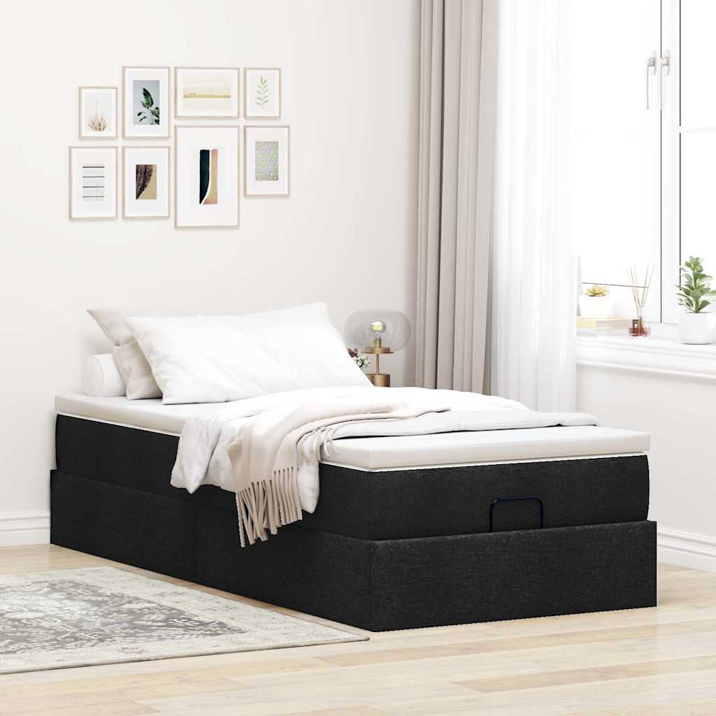 osmannisk sengeramme med madras 80x200 cm stof sort