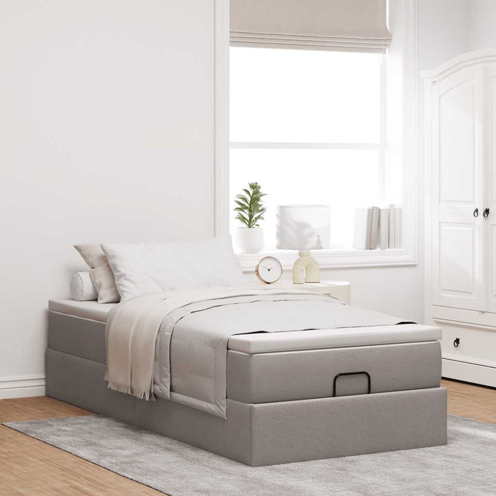 osmannisk sengeramme med madras 80x200 cm stof gråbrun