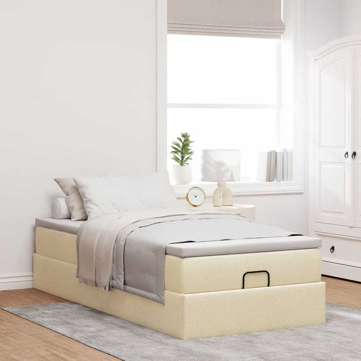 osmannisk sengeramme med madras 80x200 cm stof cremefarvet