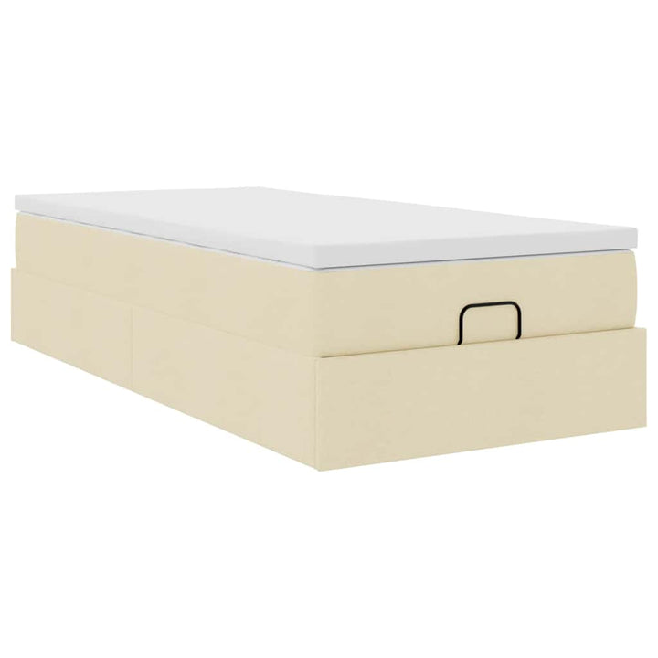 osmannisk sengeramme med madras 80x200 cm stof cremefarvet