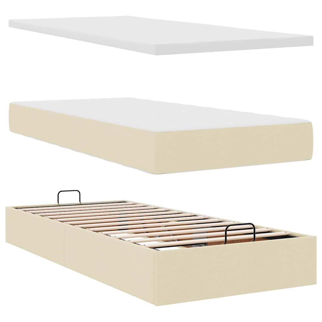 osmannisk sengeramme med madras 80x200 cm stof cremefarvet
