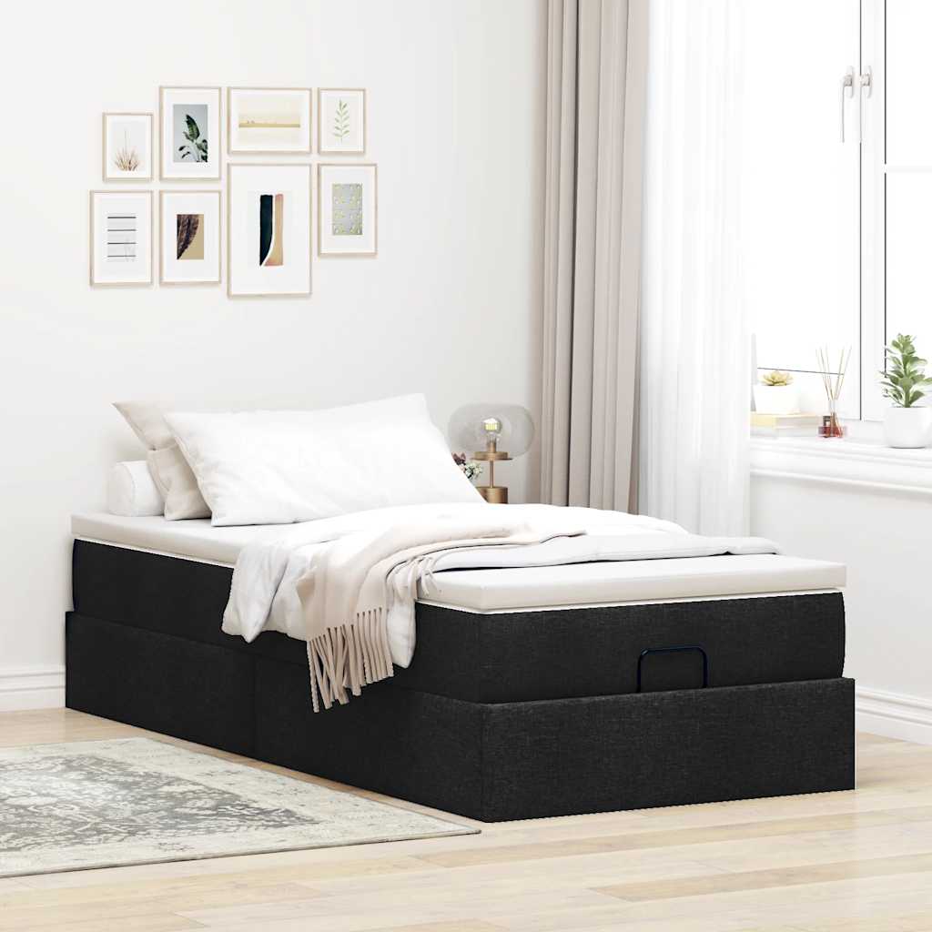osmannisk sengeramme med madras 90x190 cm stof sort