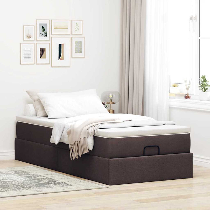 osmannisk sengeramme med madras 90x190 cm stof mørkebrun
