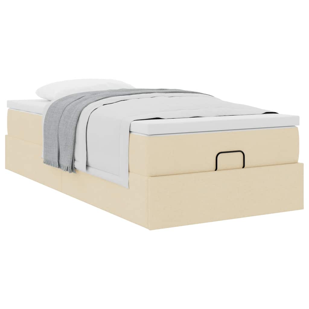 osmannisk sengeramme med madras 90x190 cm stof cremefarvet