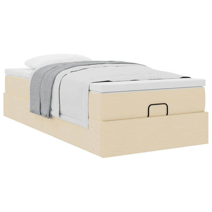 osmannisk sengeramme med madras 90x190 cm stof cremefarvet