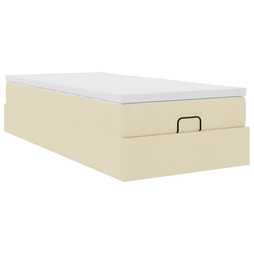osmannisk sengeramme med madras 90x190 cm stof cremefarvet