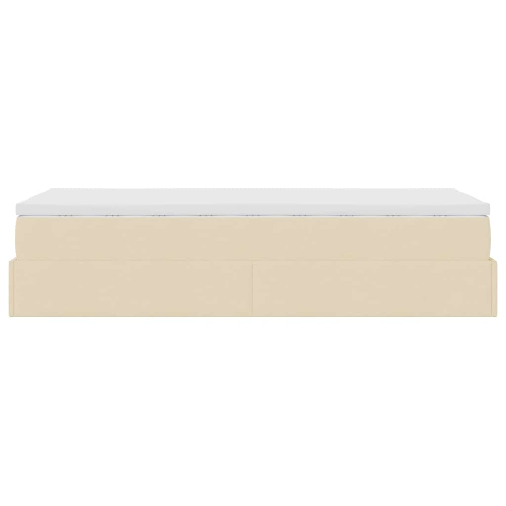 osmannisk sengeramme med madras 90x190 cm stof cremefarvet