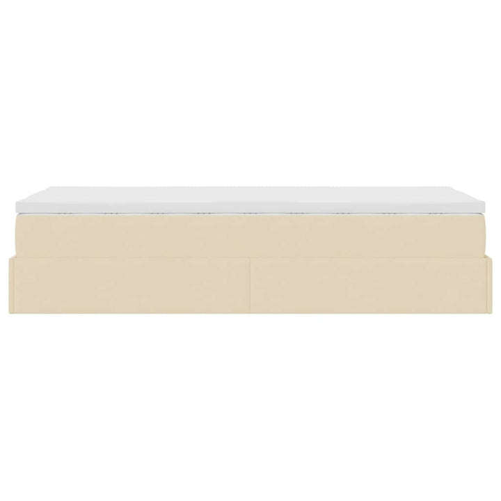 osmannisk sengeramme med madras 90x190 cm stof cremefarvet