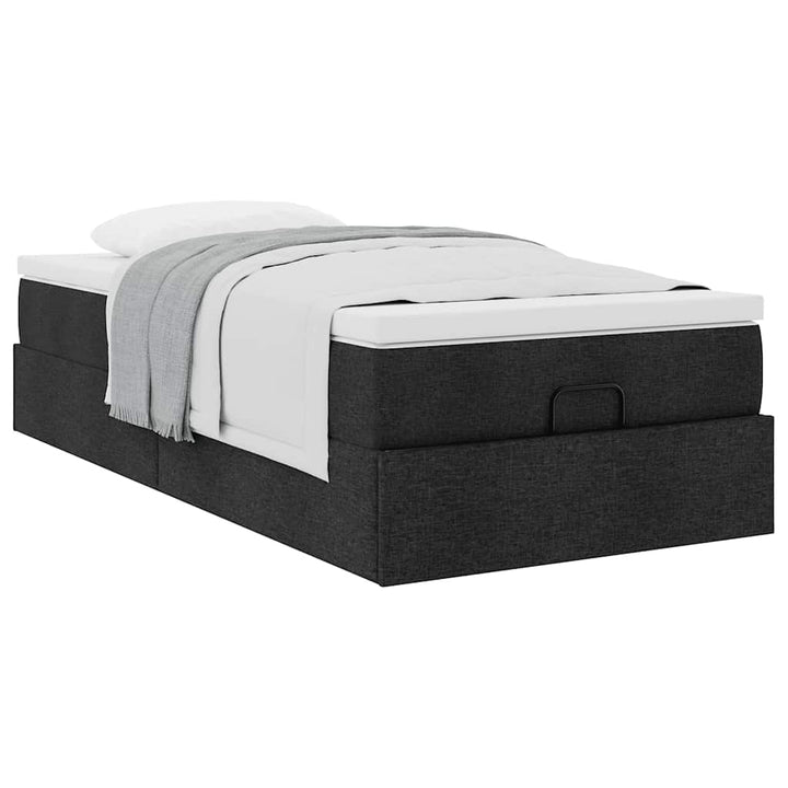 osmannisk sengeramme med madras 90x200 cm stof sort