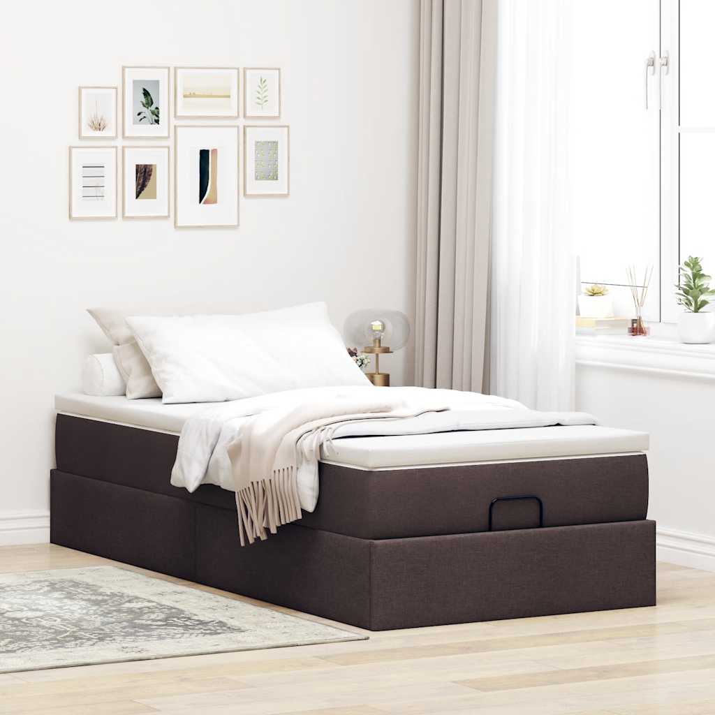osmannisk sengeramme med madras 90x200 cm stof mørkebrun