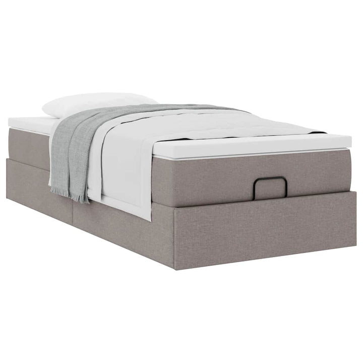 osmannisk sengeramme med madras 90x200 cm stof gråbrun