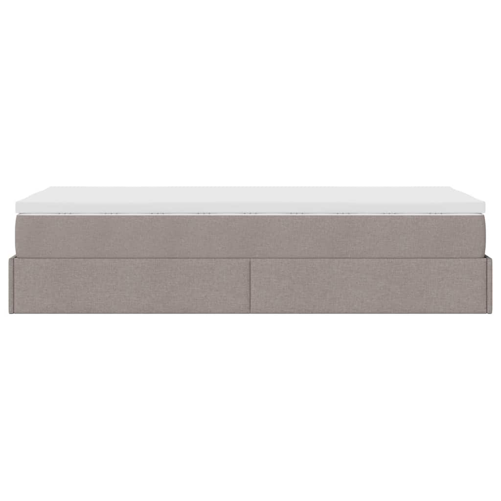 osmannisk sengeramme med madras 90x200 cm stof gråbrun