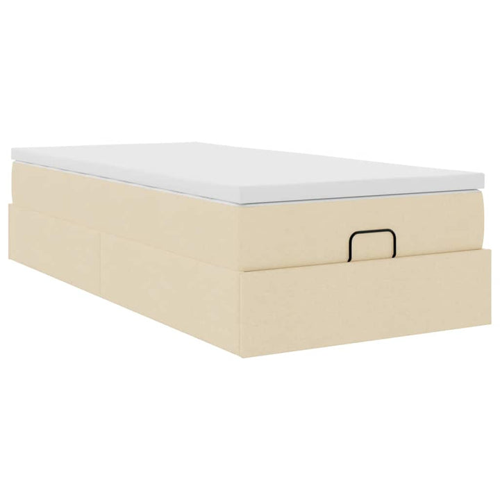 osmannisk sengeramme med madras 90x200 cm stof cremefarvet