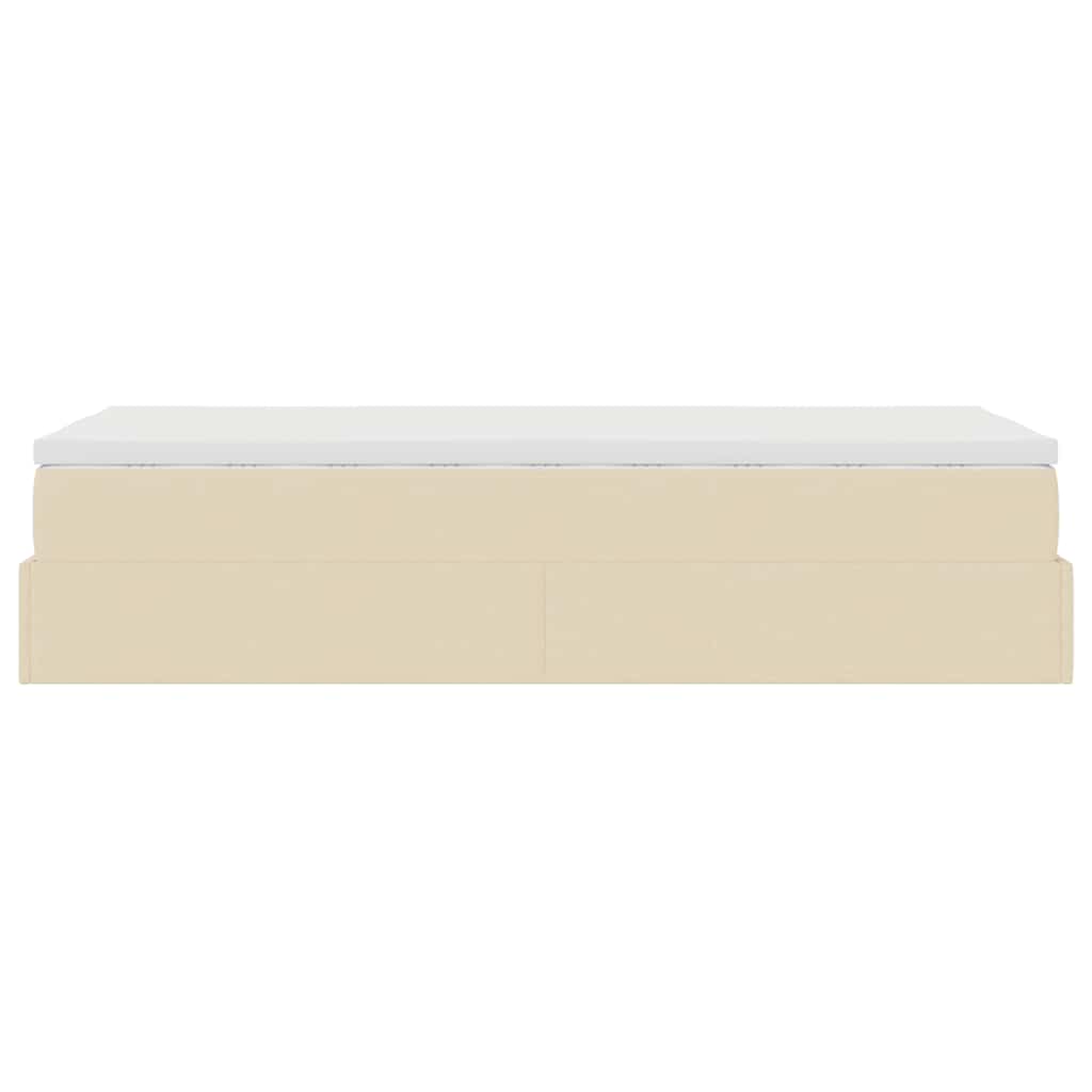 osmannisk sengeramme med madras 90x200 cm stof cremefarvet