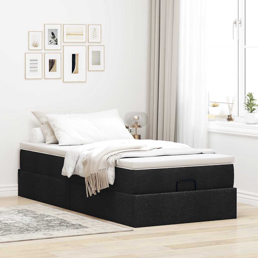 osmannisk sengeramme med madras 100x200 cm stof sort
