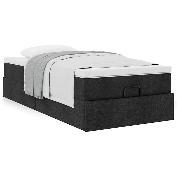 osmannisk sengeramme med madras 100x200 cm stof sort
