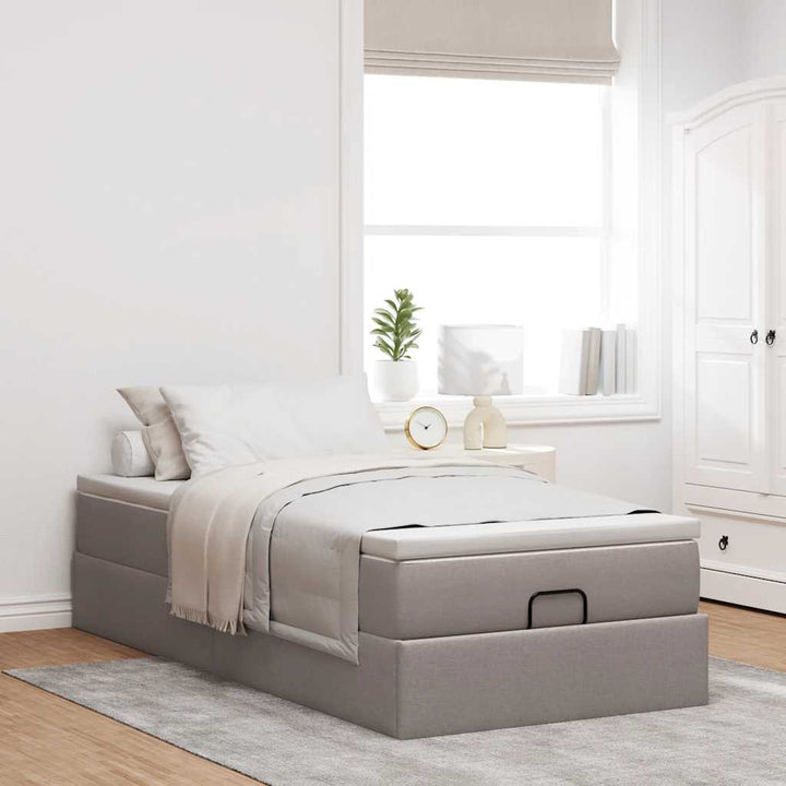 osmannisk sengeramme med madras 100x200 cm stof gråbrun