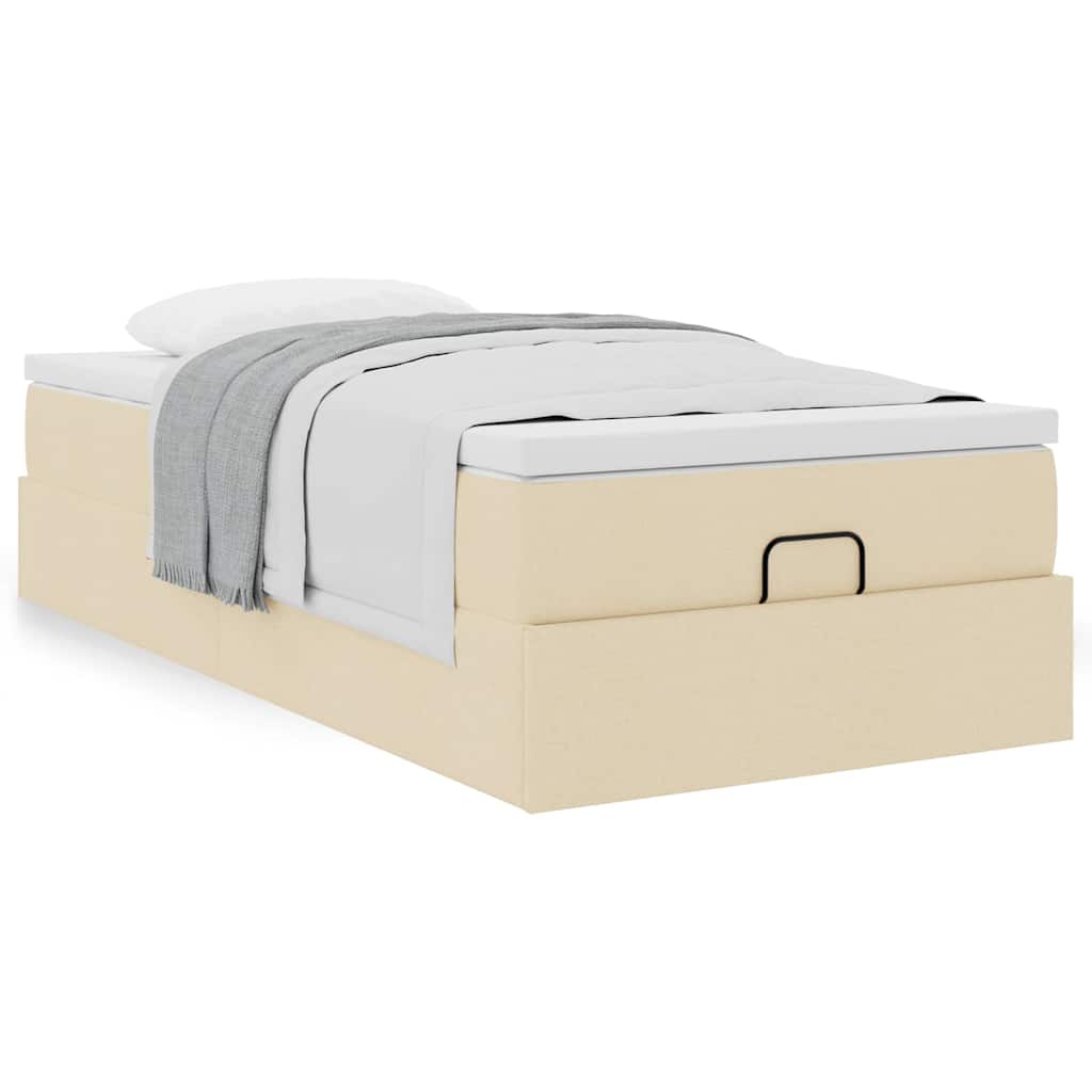 osmannisk sengeramme med madras 100x200 cm stof cremefarvet
