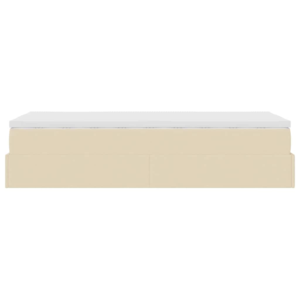 osmannisk sengeramme med madras 100x200 cm stof cremefarvet