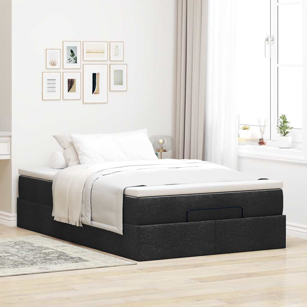 osmannisk sengeramme med madras 120x190 cm stof sort