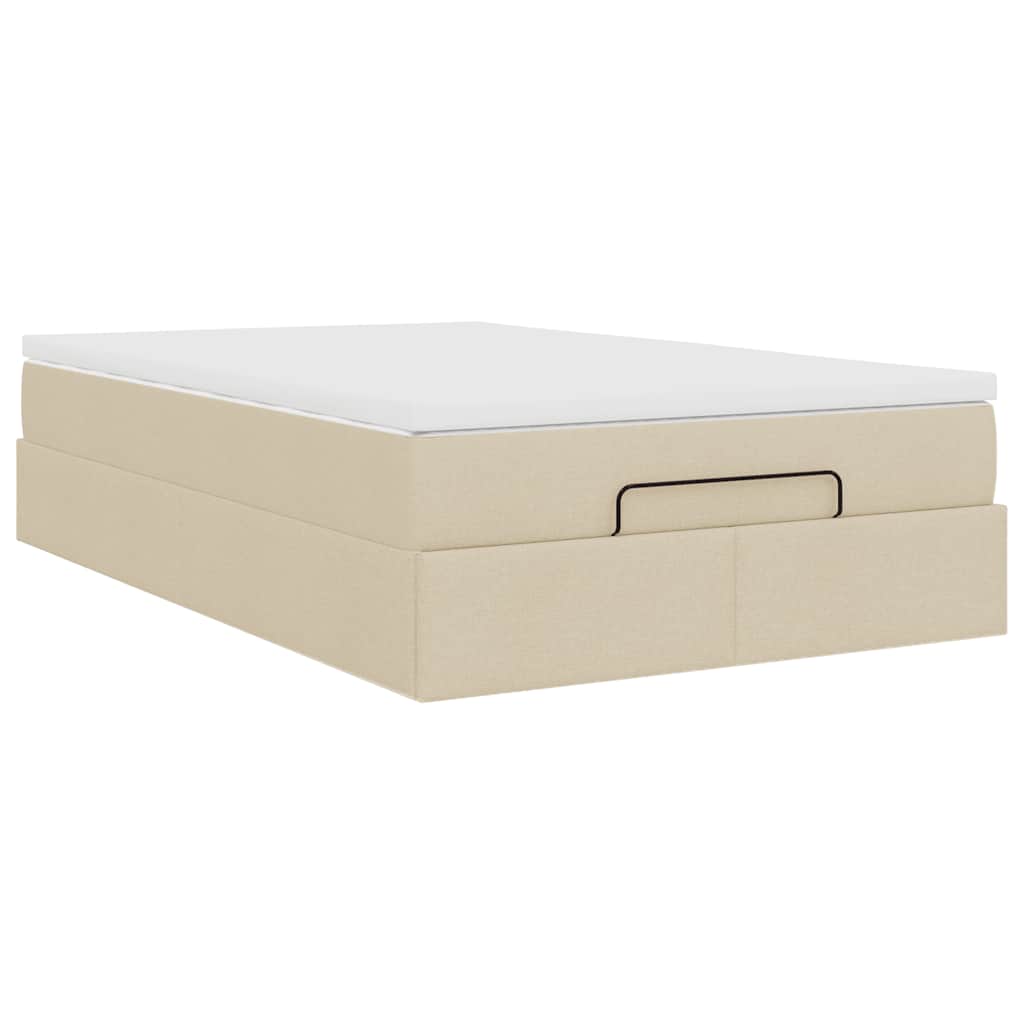osmannisk sengeramme med madras 120x190 cm stof cremefarvet