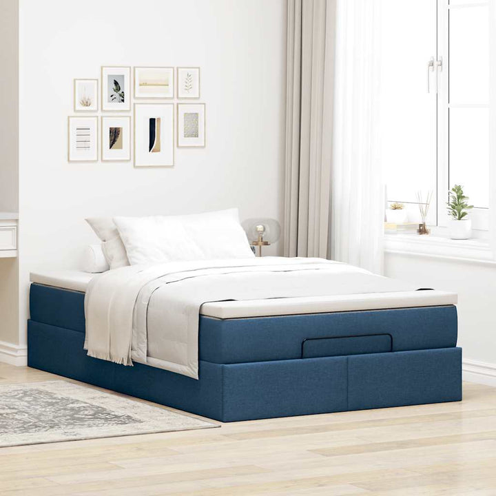 osmannisk sengeramme med madras 120x190 cm stof blå