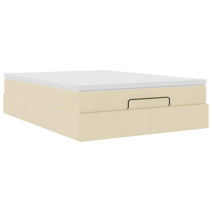 osmannisk sengeramme med madras 140x190 cm stof cremefarvet