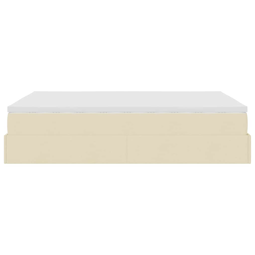 osmannisk sengeramme med madras 140x190 cm stof cremefarvet