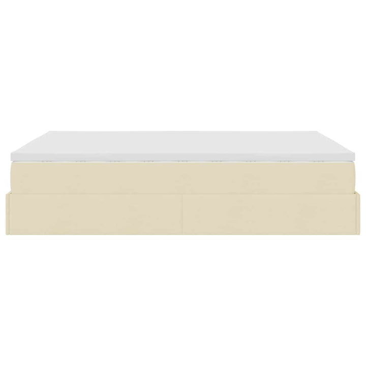 osmannisk sengeramme med madras 140x190 cm stof cremefarvet