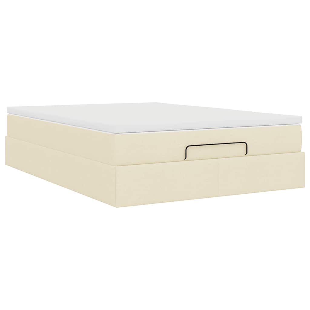 osmannisk sengeramme med madras 140x190 cm stof cremefarvet