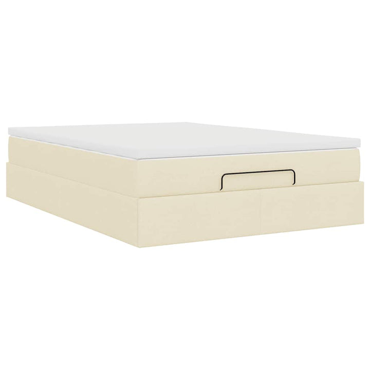 osmannisk sengeramme med madras 140x190 cm stof cremefarvet