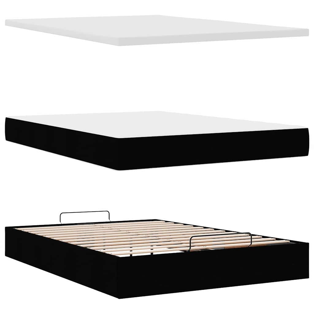 osmannisk sengeramme med madras 140x200 cm stof sort