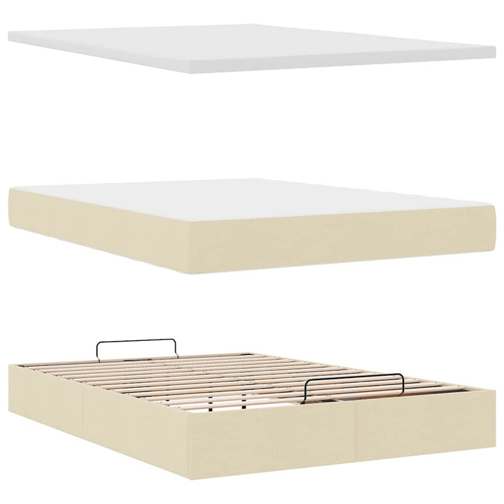 osmannisk sengeramme med madras 140x200 cm stof cremefarvet