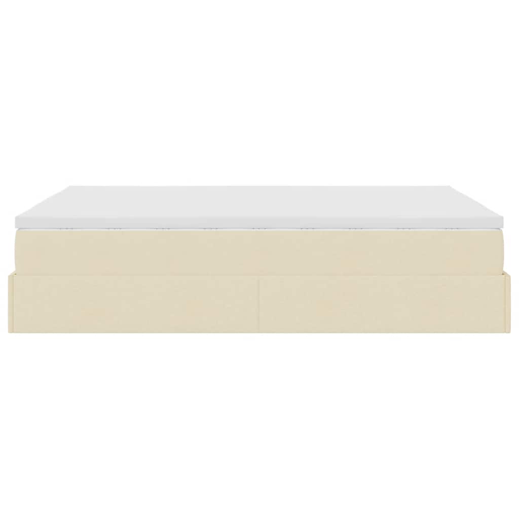 osmannisk sengeramme med madras 140x200 cm stof cremefarvet